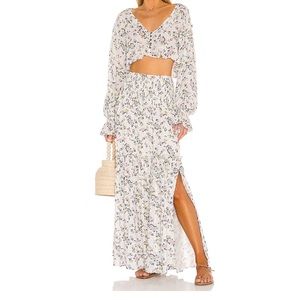 Free People Boho Floral Secret Garden Skirt and Cropped Top Set